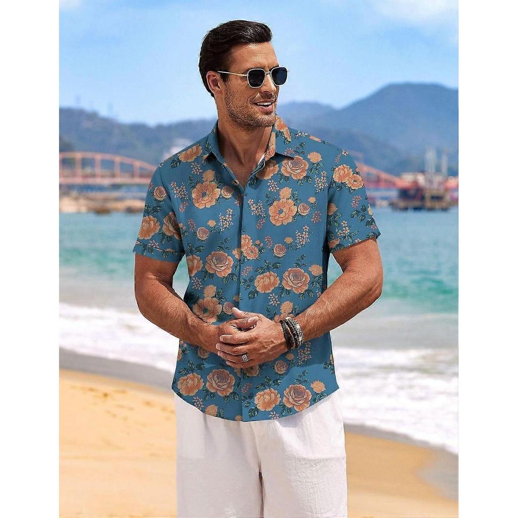 Men's Lightweight Tropical Flower Casual Shirt