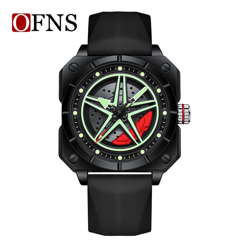 Fashionable Square Star Men s Silicone Waterproof Wristwatch