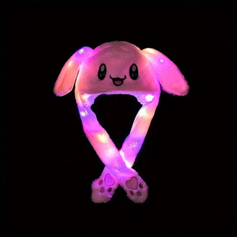 1 x Plush LED Illuminated Rabbit Ears Hat Cute Illuminated Adult Plush Hand Pinch Hat Activity Ears With Earmuffs Hat Gift Party