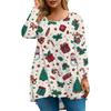 Women's Fashionable Casual Long Sleeved Plus Size  Print Top Plus Size Floral Print Top