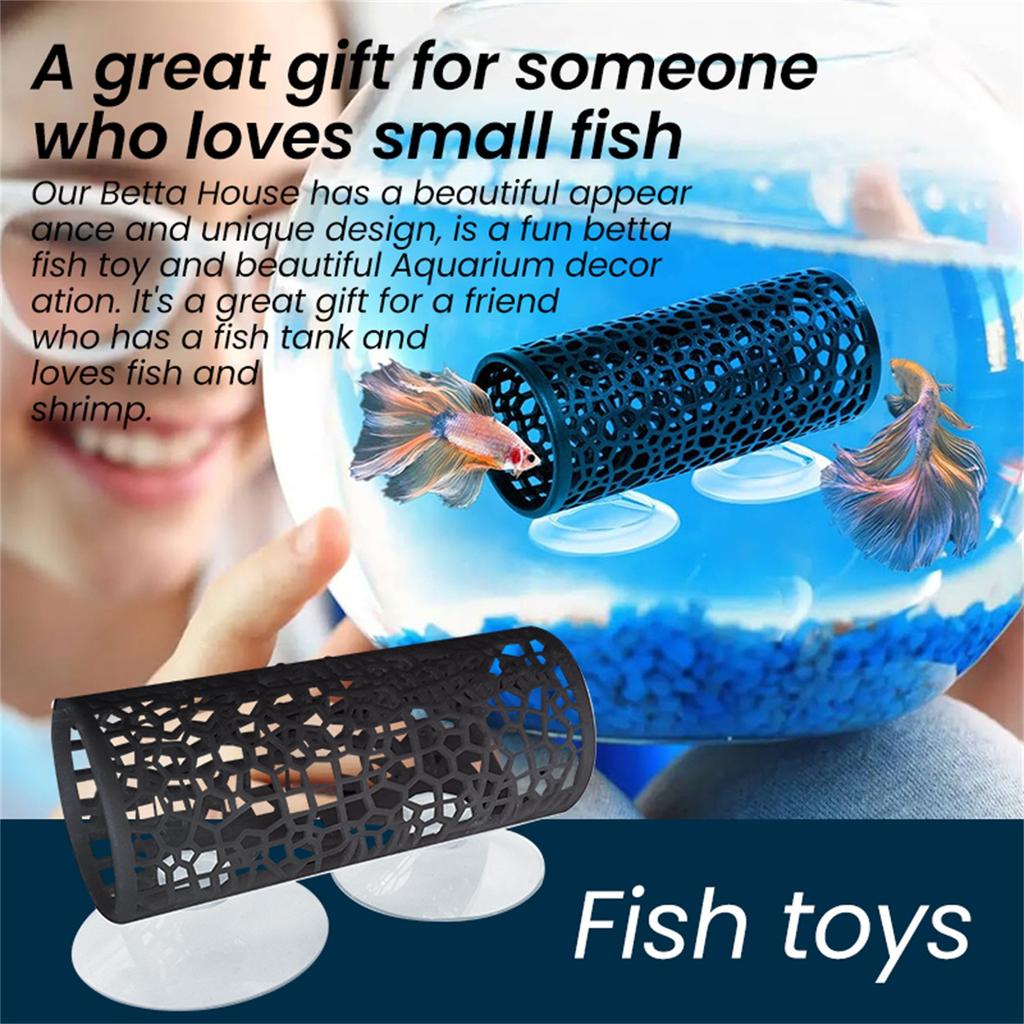 Fiskeleker,tunnelsvart,lite hull hul fiskehule,tryggere for småfisk reker guppies,Akvariedekor fisketank tilbehør dekorasjoner