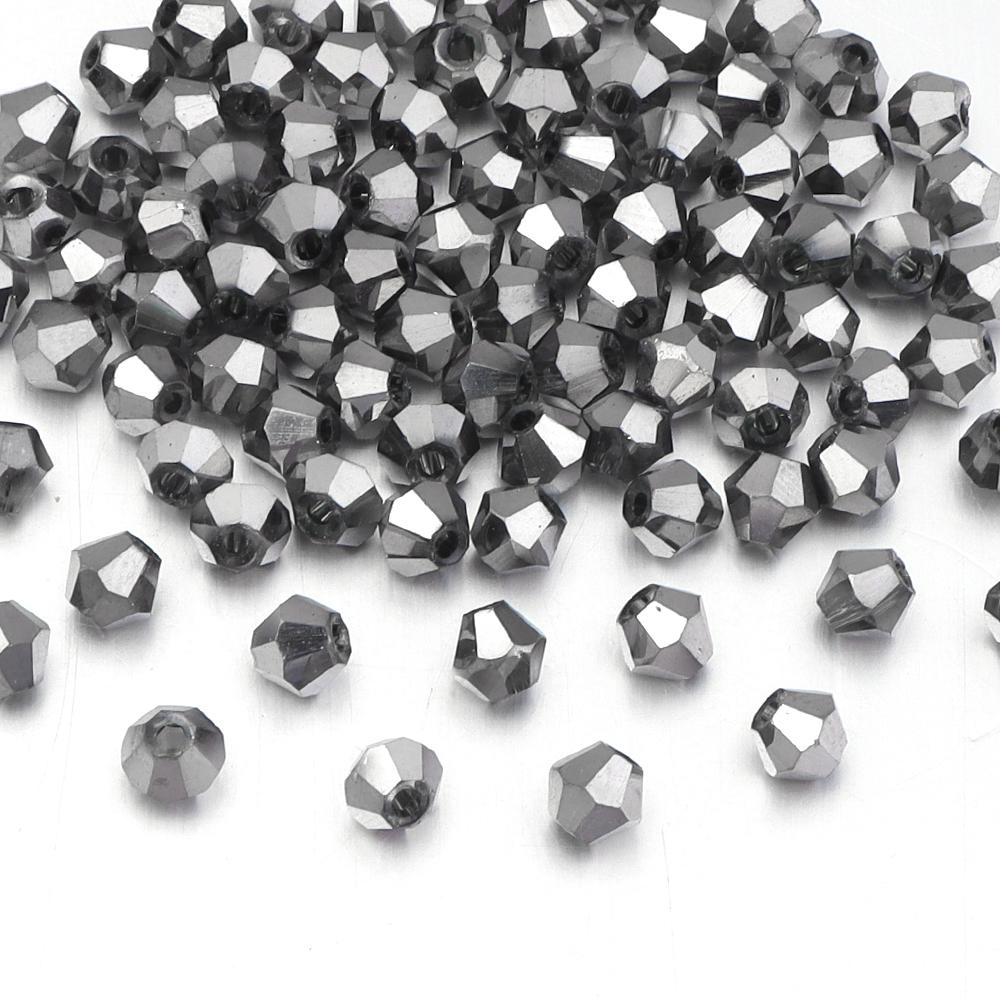 200pcs/lot 4mm Colorful Glass Crystal Beads Bicone Beads Loose Spacer Beads For Jewelry Making DIY Bracelet Necklace Accessories