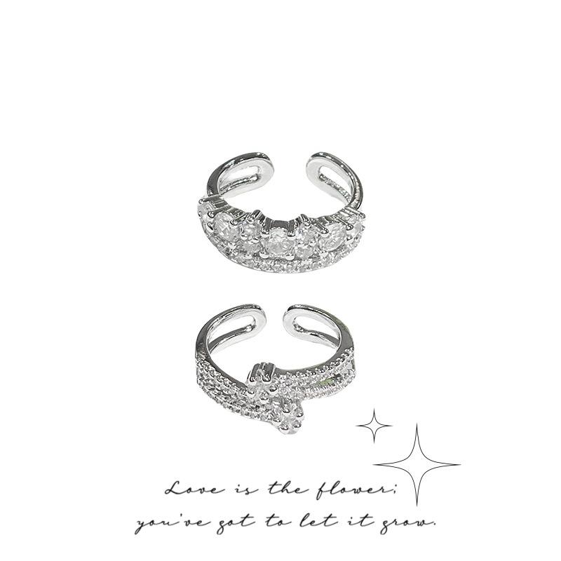 Super Flash Full Diamond Light Luxury High-End Sense Diamond-Encrusted Zir*****Pen Ring Women'S Niche Design Adjustable Ring