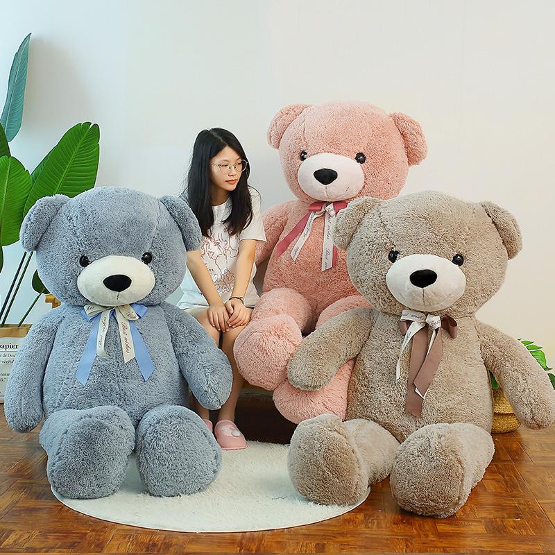 80/100cm Bear Plush Doll Stuff Bear Huge Pillow Soft Animal Cushion Room Decor Kid Toy Girlfriend Valentine's Day Birthday Gifts