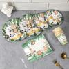 Jungle Animals Disposable Tableware Set: Napkins, Plates, and Cups for High-End Restaurants and Hotels (4-Piece).