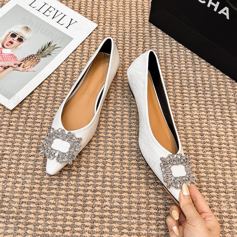 Woman Pointed Toe Ballerina Flats Leather Shoes Women Flats Non-slip Single Dress Shoes 2026 Autumn Fashion Banquet Casual Shoes