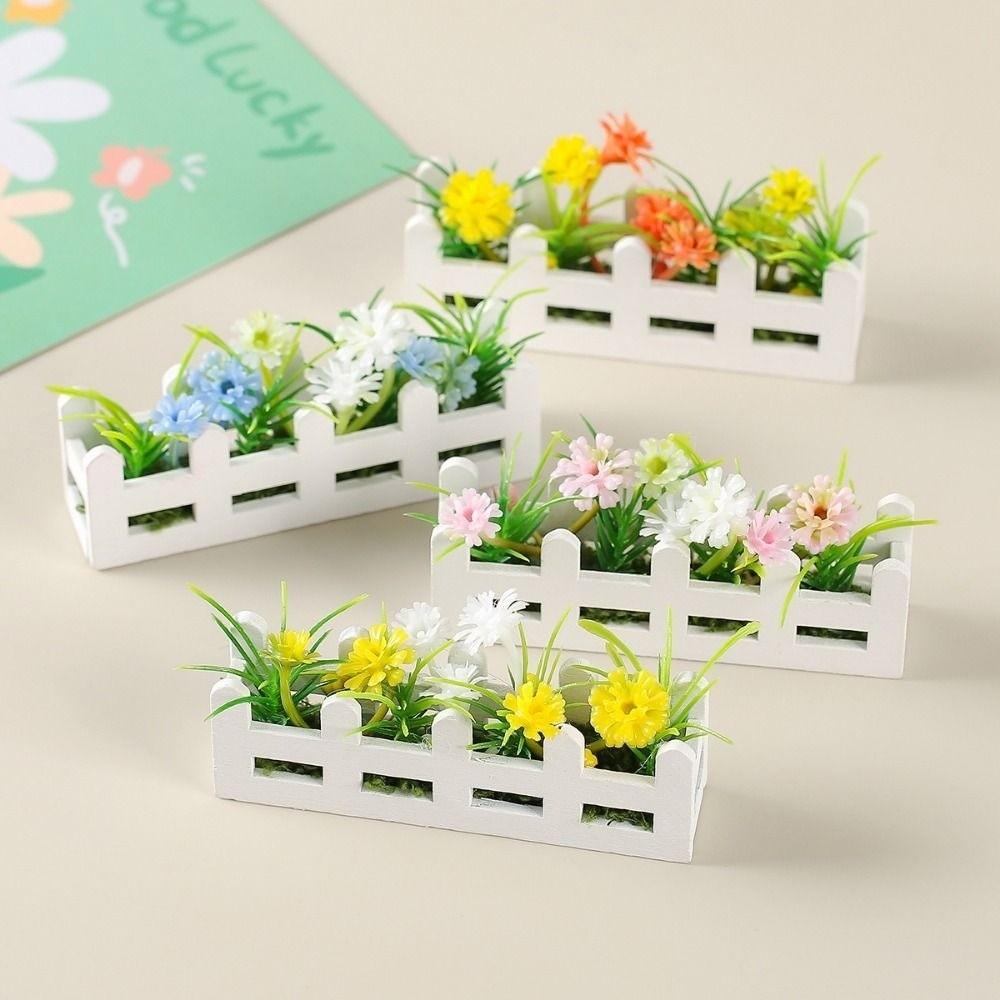 1:12 Scale Flower Fence Decor 8 Styles Miniature Potted Plants Toys Doll House Decor
