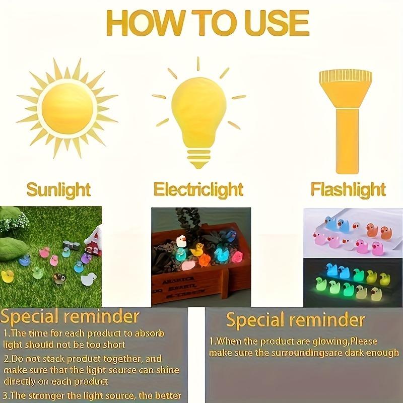 60pcs Luminous Duck Ornament Mini Ducks Resin Tiny Decor Statue Garden Figurines Home Decor For Party Favors, Birthday Gifts Holiday (Assorted Colors)