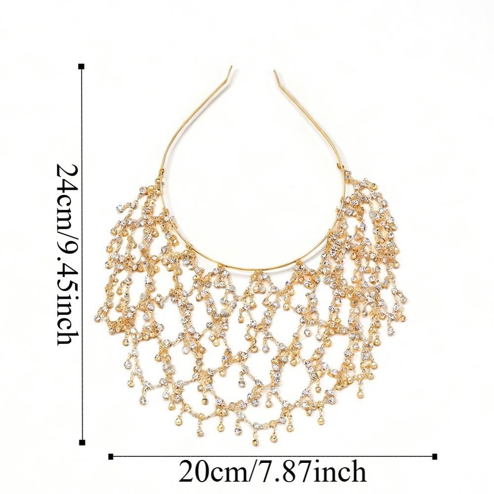 Net Shape Hair Hoop Head Chain Bride Tiaras Pearl Princess Hair Band Cap Head Chain  Girls