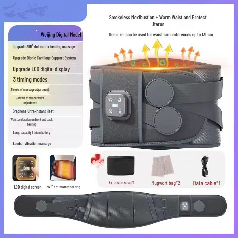 Heated Waist Support & Massager Belt - Electric Hot Compress for Back and Abdomen Relief.