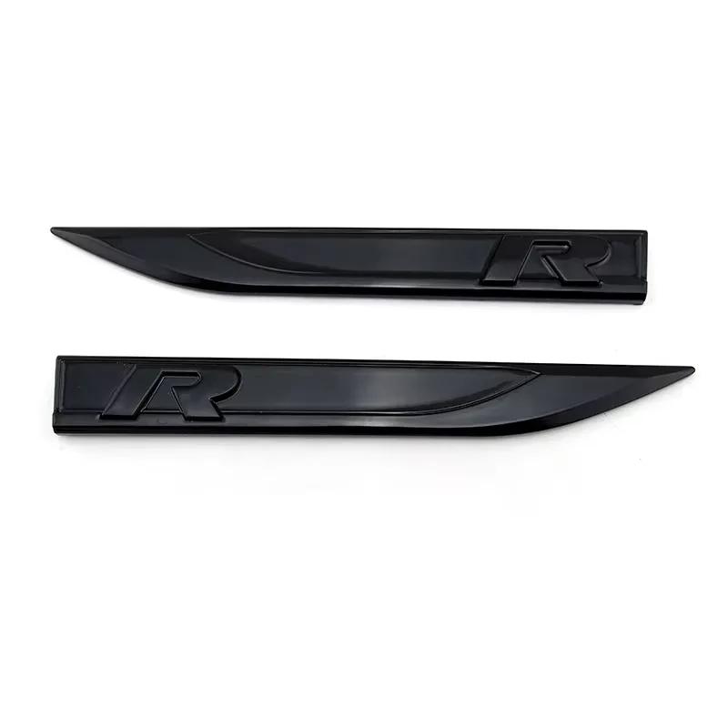 

2026 Горячее Для VOLKSWAGEN VW (Набор из 2) Pinalloy Полностью черные АБС-наклейки Боковой знак-эмблема на крыло с надписью R