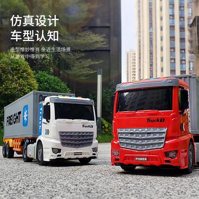 Camion Container Inertial cu Efecte Luminoase și Sonore, Transportator pentru Copii, Simulare Tractor din Plastic, Model de Mașină Jucărie