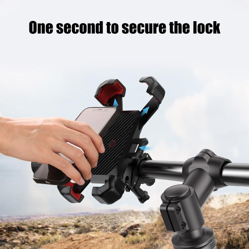 Motorcycle Phone Mount with 360 Degree Rotation Secure Auto Shrink Grip Easy Installation Attachment for Navigation Rack