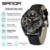 Sanda Men's Waterproof Dual Display Multi-Function Watch with Timer, Snooze, and Night Light.