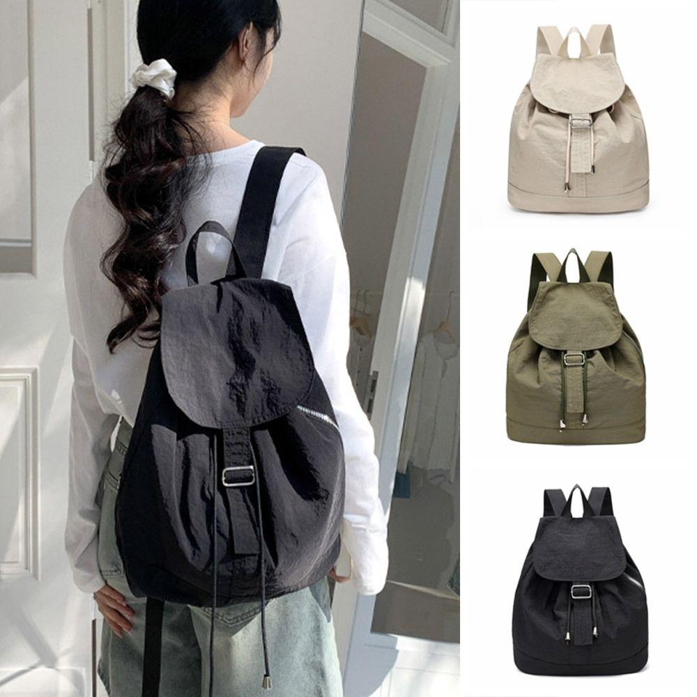 Nylon Travel Backpack Korean Style Student Schoolbag Simple Drawstring Backpack  Teenagers