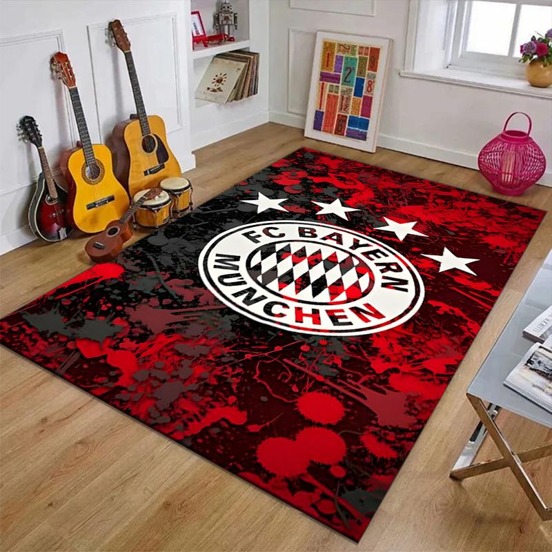 Fußball Bayern Polyester Teppich, Weiche Indoor Matte für Bürostuhl, Wohnzimmer, Schreibtisch - Dekoratives Home Office Teppich Design