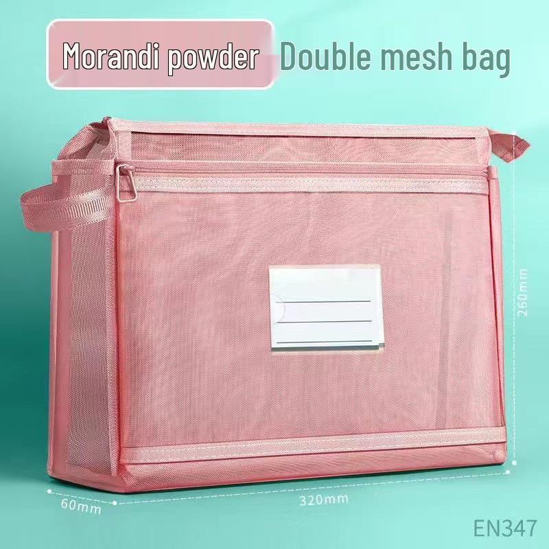 Dual Layer Student Organizer - Large Capacity Transparent Handbag for Books, Exam Papers, and Files