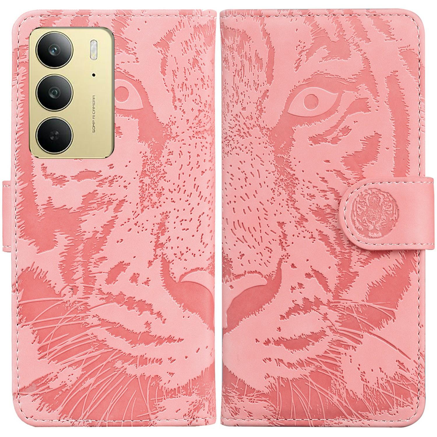 

Чохол для Realme C75 зі штучного шкіри, гаманець та відбиток тигра Pink