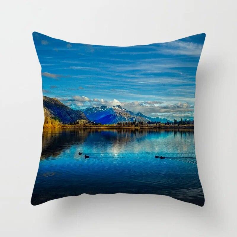 Beautiful Natural Landscape Printing Pillowcase Sofa Decoration Car Office Seat Cushion Cover Room  Home