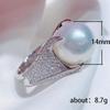 Huitan Elegant Women Imitation Pearl Ring Luxury Wedding Engagement Luxury Accessories Fashion Versatile Jewelry with Shiny CZ