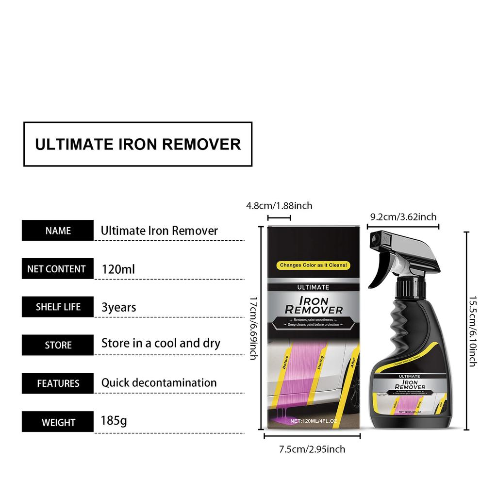 Car quick-care rust remover spray, car exhaust pipe rust remover, car wheel rim rust remover, metal powder cleaner