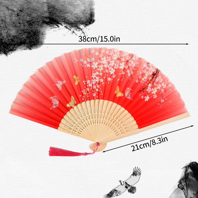 Pretty Classical Hand Held Fan Fashion Folding Fan Retro Dance Performance Fans Shooting Props Girls Women Fan Home Decoration