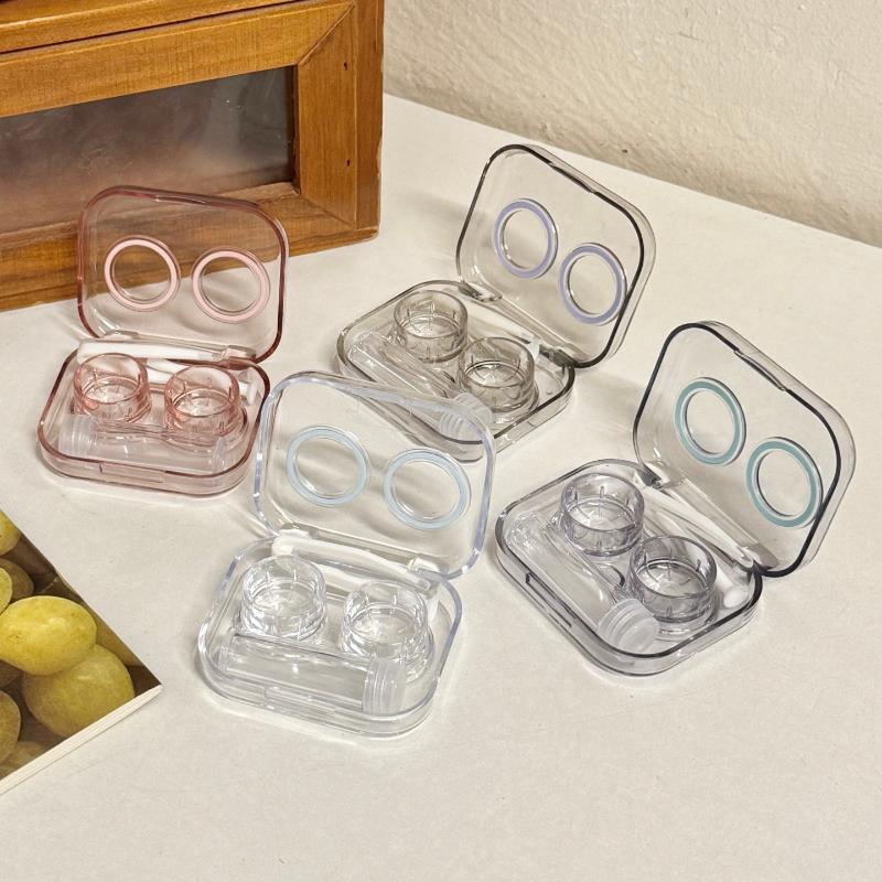 Clear Mini Contact Lens Storage Box Integrated No-screw Cap Portable Compact Travel Lens Holder for Daily Outdoor Use