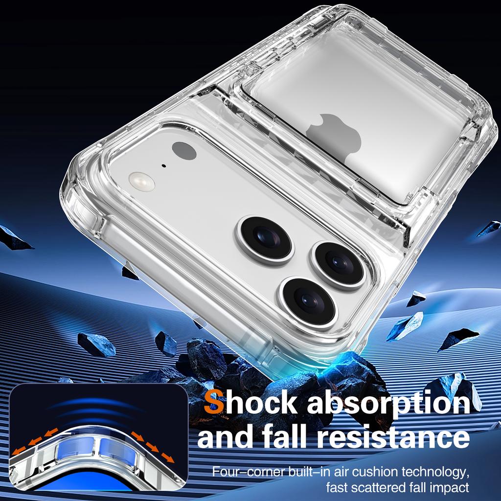 Simple Transparent Card Holder Phone Case For iPhone 17 Pro Max 16 Plus 15 14 13 12 Shockproof Scratch Resistant Slim Fit Cover