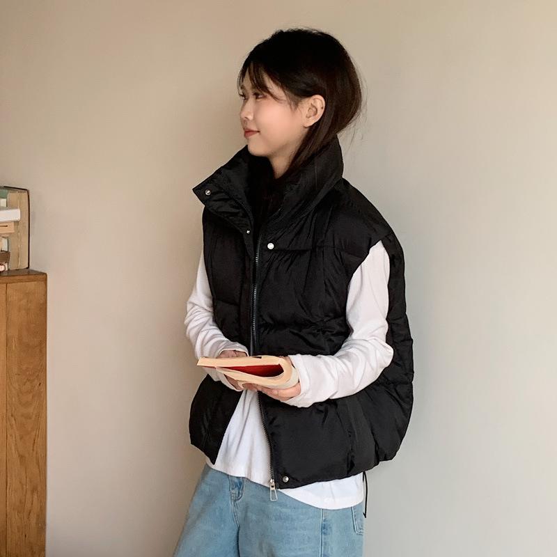 Winter new stand-up collar versatile short vest fashionable versatile cotton vest thin women's coat