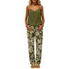 Women's Sleeveless Backless Top and Elastic Waist Pants Set, Color Loungewear