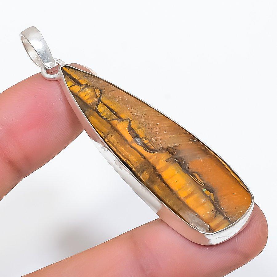 

Tiger Eye Gemstone Handmade 925 Steling Silver Jewelry Pendant 2.48 SU-9613