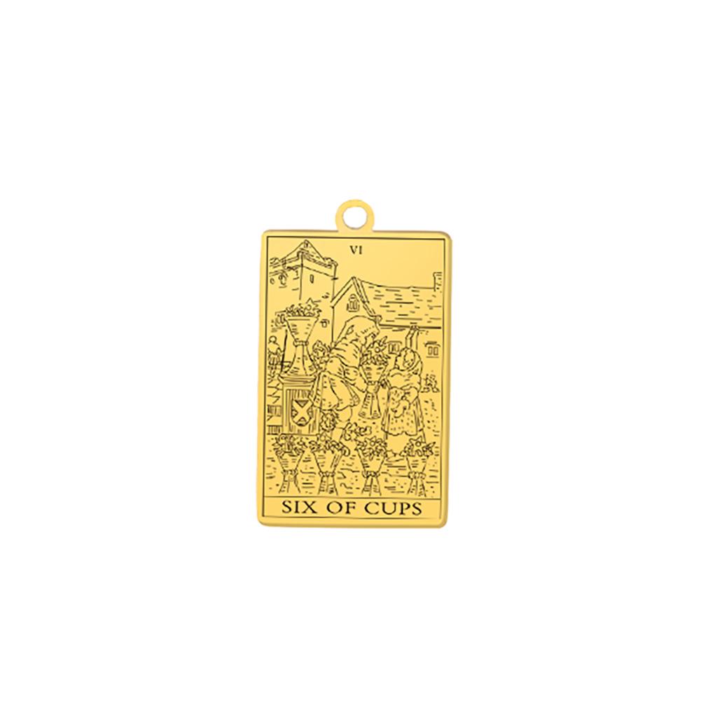 LIKGREAT Stainless Steel Tarot Cards Pendant The Suit of Cups Wands Minor Arcana Tarot Jewelry Vintage Astrology Amulet