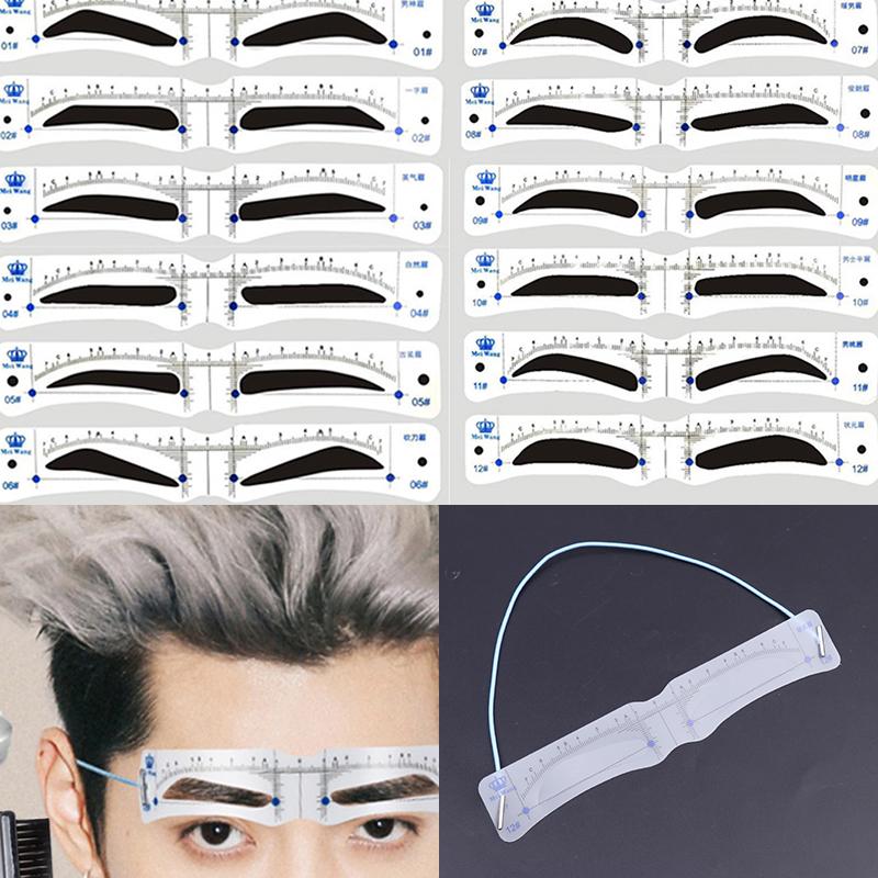 12 ks Opakovaně použitelný tvarovač obočí DIY Měkké pravítko Definovač obočí Šablona s razítkem na obočí Šablona s měkkým pravítkem Kosmetický nástroj Pro muže