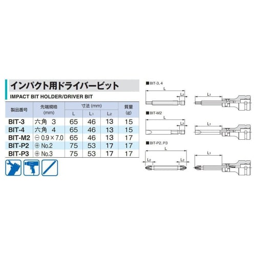 TONE Driver Bit BIT-P3 Bit Insert (+) No.3