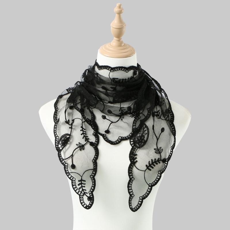 Multifunctional Lace Scarf Headwear Or Wrist Decors For Ladies Soft Polyester Headscarf Elegant Hair Accessory