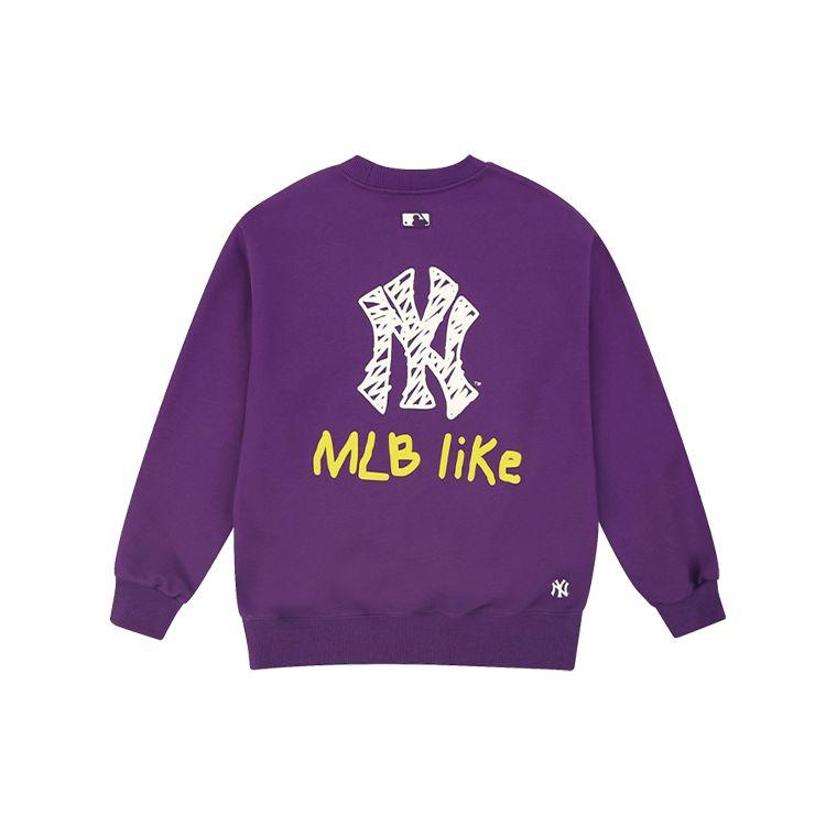 MLB Like Series Loose Fit Graffiti Long Sleeve Sweatshirt Unisex sweatshirt Blue Purple 31MT08011-50V