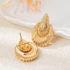 Vintage Elegant Gold Color Hollow Flower Stud Earrings For Women Design Irregular Piercing Earrings Party Jewelry Gifts