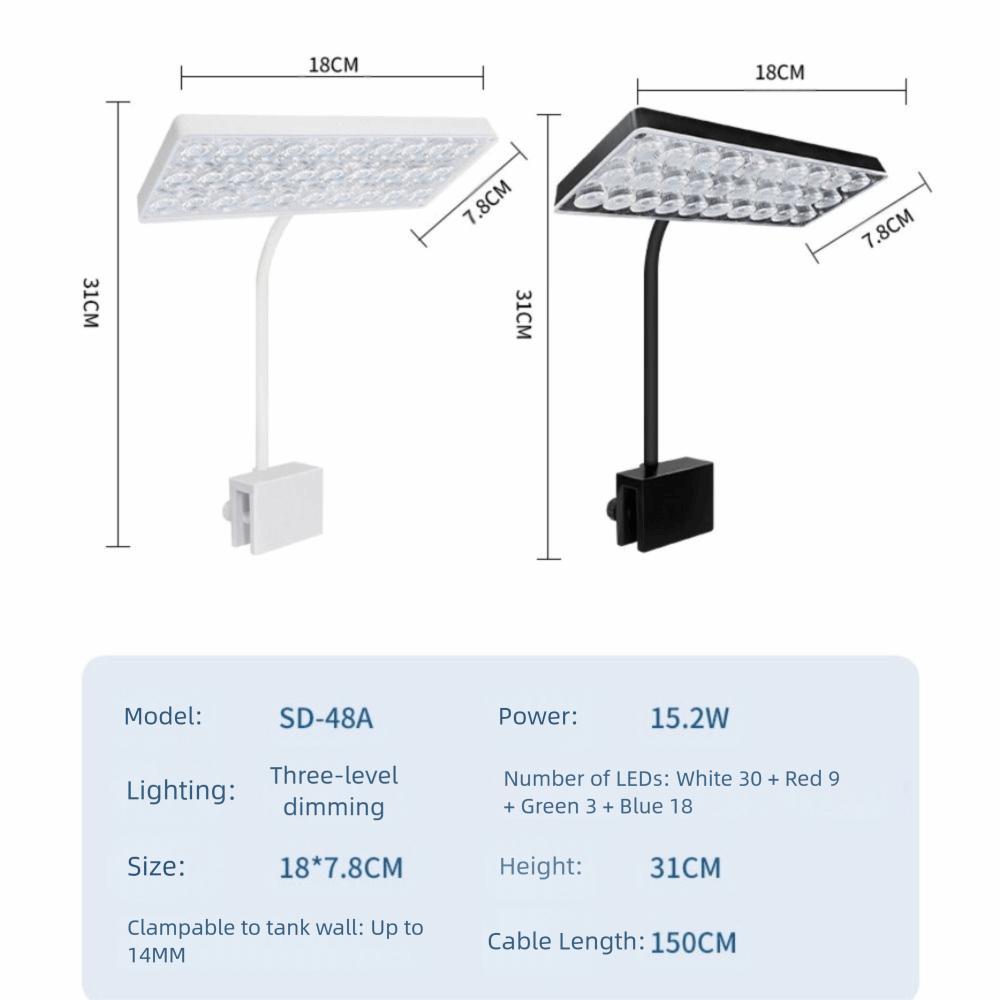 Waterproof LED Aquarium Lighting Energy Saving Adjustable Aquatic Plant Light 360° Rotation 220V Fish Tank Light