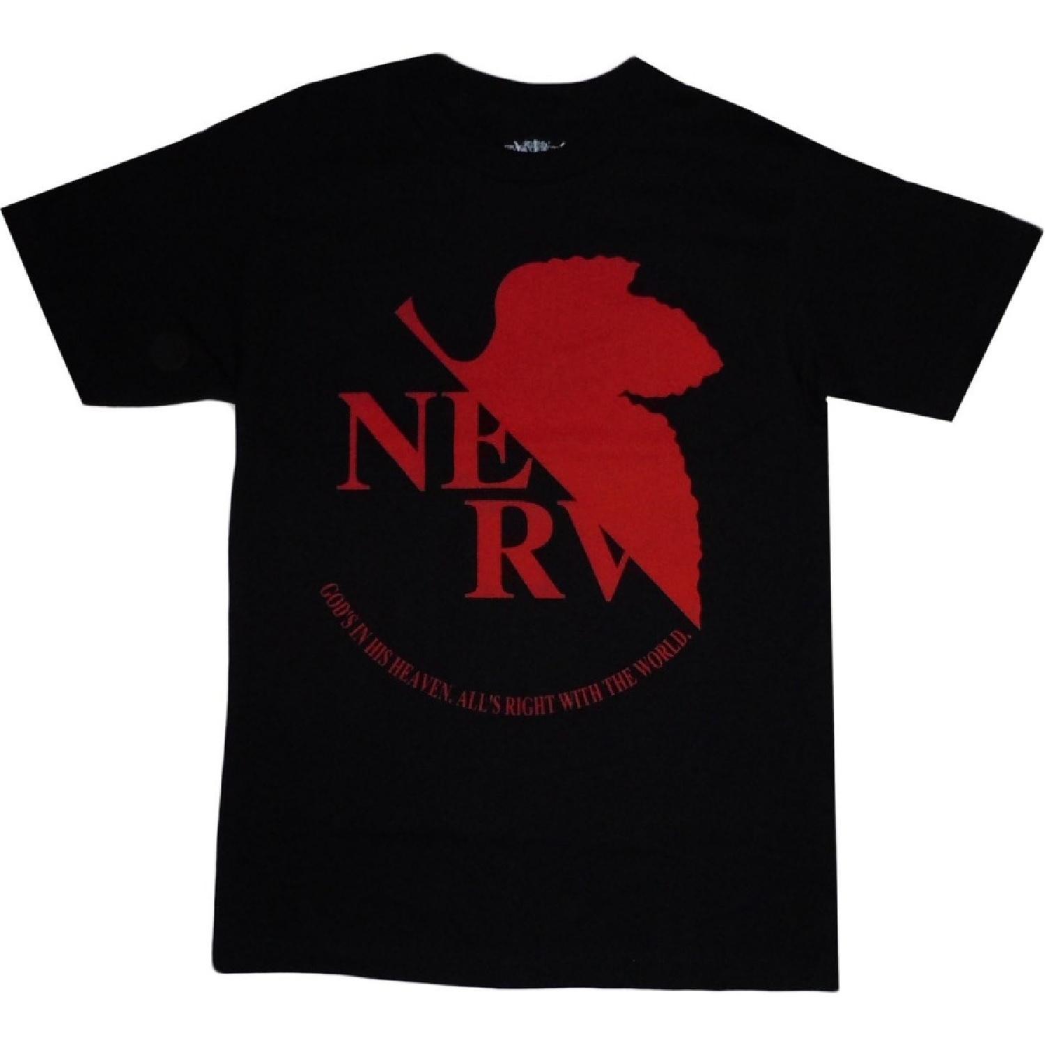 Неон Genesis Evangelion_ Черная футболка с логотипом NERV, для взрослых S
