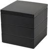 NO MARK Jubako Black 3-Tiered Box, Square, 6.0 Inches,
