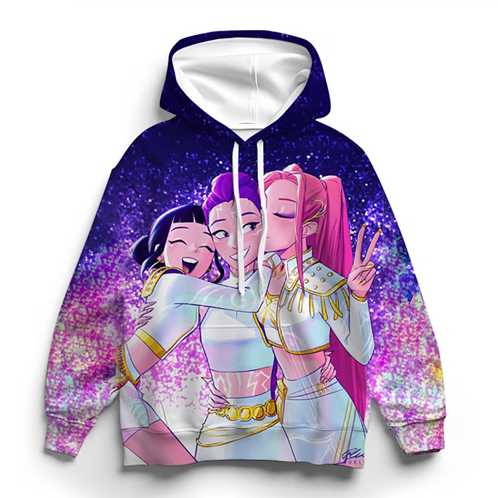 

KPop Demon Hunter Huntrix Hoodie Girls Pullover Fashionable and Versatile 150
