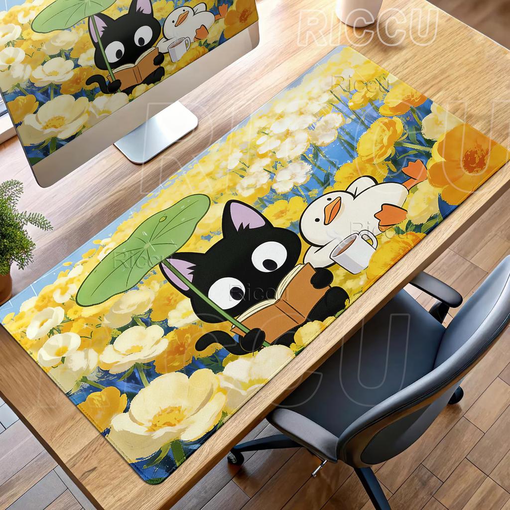 Cute Black Cat Mouse Pad Large Computer Office Game Table Mats XXL Rubber Non-slip Gaming Keyboard Accessories Extended Desk Rug