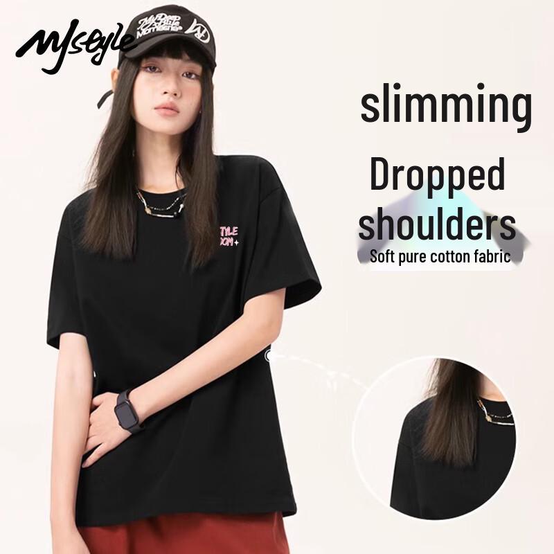 

Женская хлопковая футболка с коротким рукавом и принтом в стиле MJ L