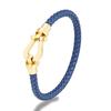 Classic Brand Horseshoe Clasp Genuine Leather Cord Bracelet Men Women Stainless Steel Wristband Handmade Creative Lover Jewelry
