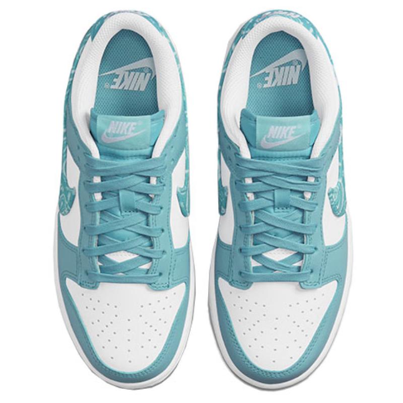Nike Dunk Low ESS Blue Paisley Canvas Leather Cashew Flower Non-slip Wear-resistant Low-top Skate Shoes for Women White and Blue DH4401-101