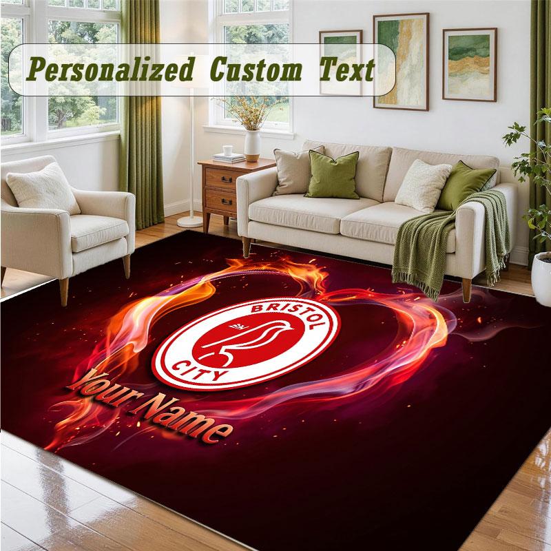 Crystal Velvet Square Rug Custom NameBristol City Pattern Non Slip Home Floor Decor Rug