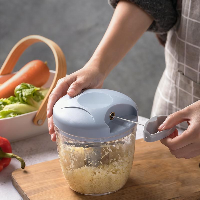 Picadora de Carne Manual 500/900ml Picador de Ajo Giratorio Prensa Trituradora de Ajo Cortador de Verduras Cebolla Accesorios de Cocina