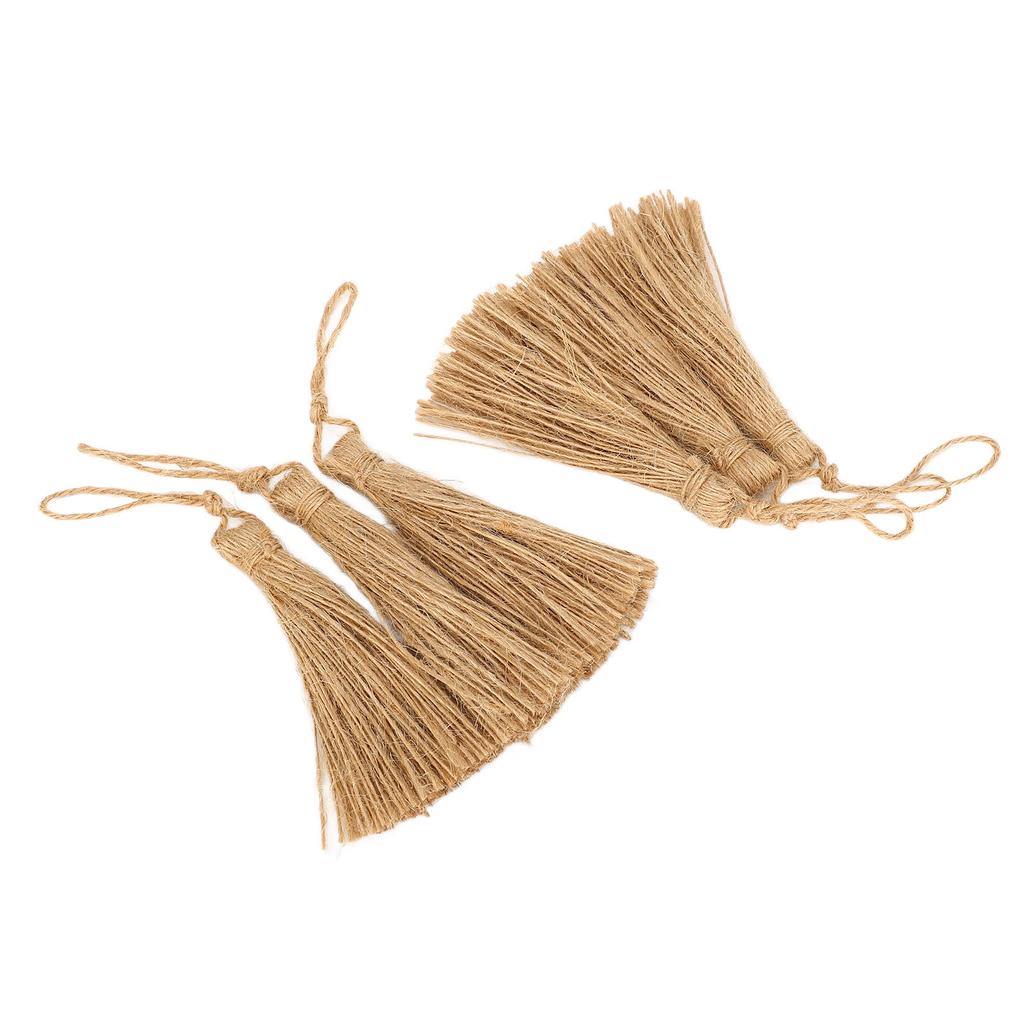 6Pcs Natural Jute Tassels Simple Rustic Style Natural Jute Widely Used Bookmark Tassels for Jewelry