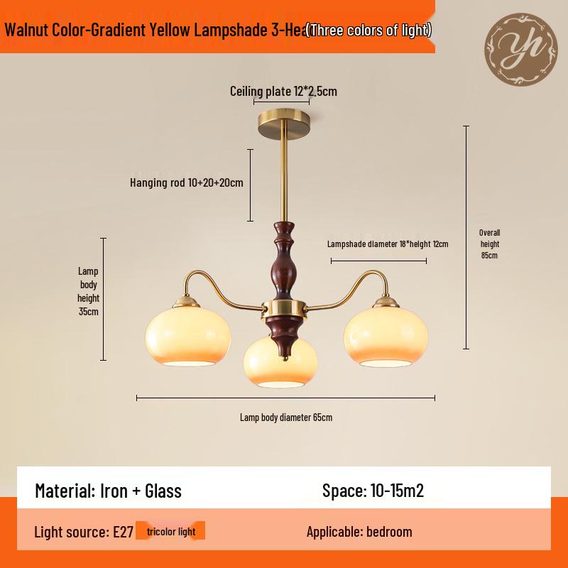 Wabi-Sabi Vintage Persimmon Pendant Light - Retro Solid Wood Eye-Protecting Fixture for Living Room, Study, Bedroom