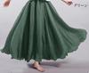 2024 Japan & Korea Loose Cotton-Linen Elastic Waist Midi Skirt – Solid Color A-line Swing Skirt